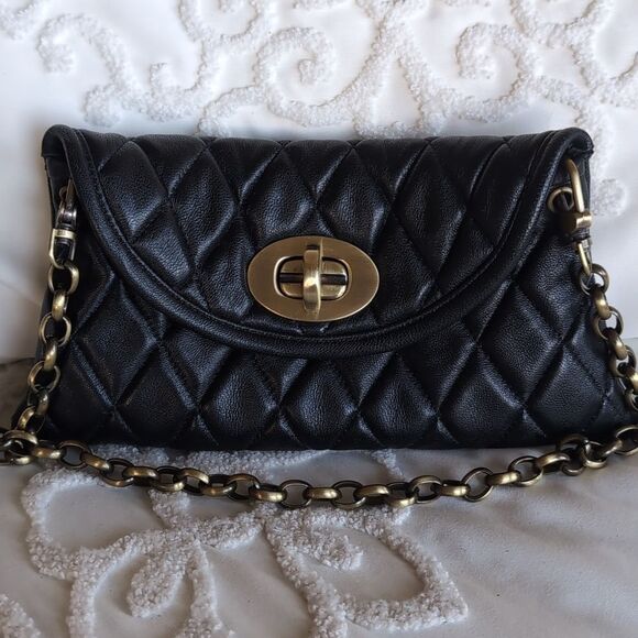 Carla Mancini Black Quilted Leather Demi Bag /Clutch🖤 - Picture 2 of 12